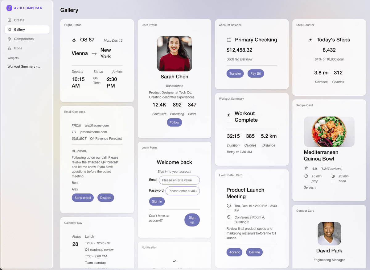 A2UI Composer Gallery