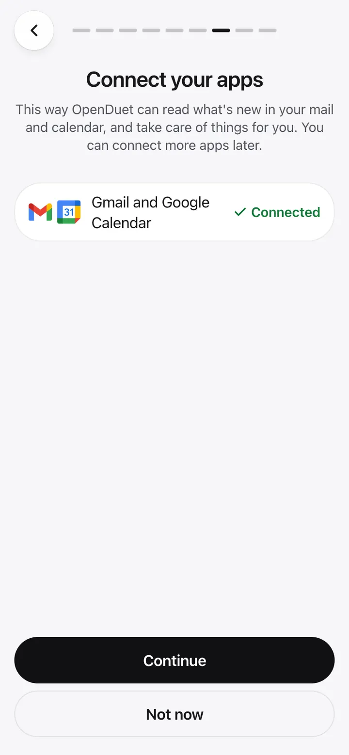 Illustration: setup with Gmail and Google Calendar connected, beside the side panel with the Hearth & Co channel, New channel and Archived.